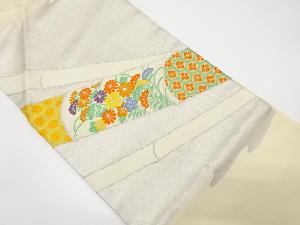 竹に秋草模様織り出し名古屋帯